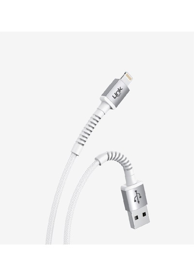 K550 Safe 3a Örgülü Metal Başlı Usb'den Lightning Şarj Kablosu Beyaz