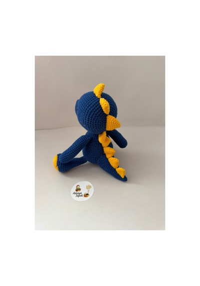 Adenya Sepeti Amigurumi Örgü Dinazor Oyun Ve Uyku Arkadaşı-sarı Lacivert Sarı - Lacivert
