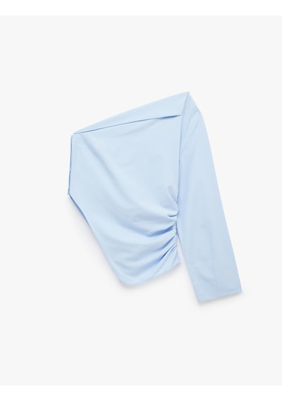 Koton Pamuklu Uzun Kollu Drape Detaylı Poplin Açık Omuz Asimetrik Bluz Açık İndigo 6sak60402uw Koton Pamuklu Uzun Kollu Drape Detaylı Poplin Açık Omuz Asimetrik Bluz Açık İndigo 6sak60402uw