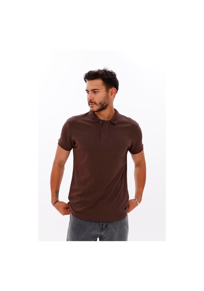 Nemonti Erkek Polo Yaka Doubleface Tshirt Chocolate Brown