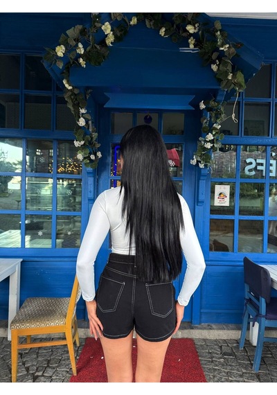 Gamzelirenklerim Kot Şort Etek Yüksek Bel Çift Kapamalı Asimetrik Önden Etek Arkadan Şort Denim Skort Siyah Gamzelirenklerim Kot Şort Etek Yüksek Bel Çift Kapamalı Asimetrik Önden Etek Arkadan Şort Denim Skort Siyah
