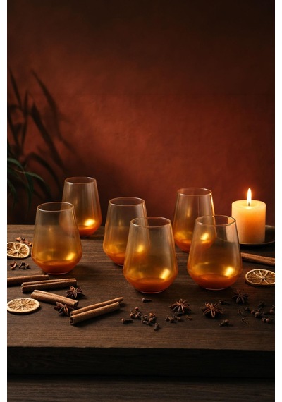 Safir 6'lı Meşrubat Bardağı 425 Ml Gold
