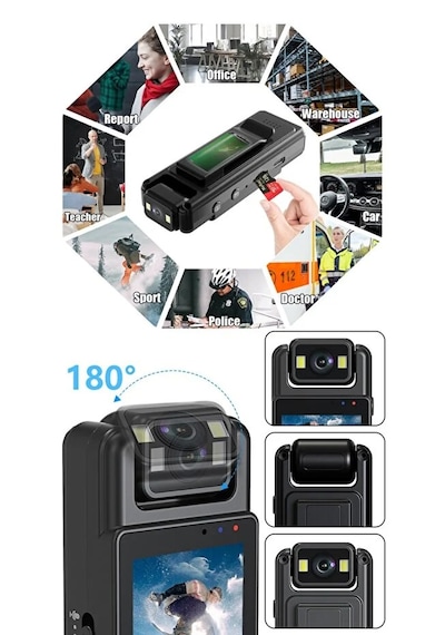 Mini Vücut Kamerası 1080p Hd Video, Fotoğraf, Ses Kaydı, Hareket Sensörü Ve 180 Döner Lens - Wıfı 1