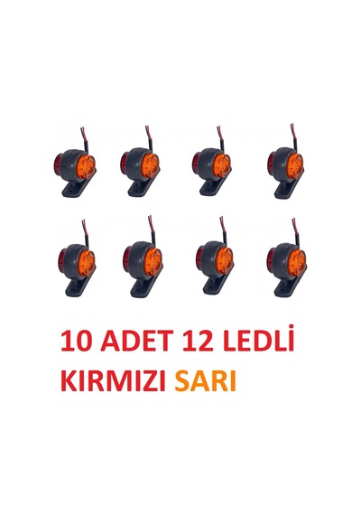MİNİ TAKOZ LAMBA 12 LEDLİ KIRMIZI SARI 10 ADET YÜKSEK IŞIK