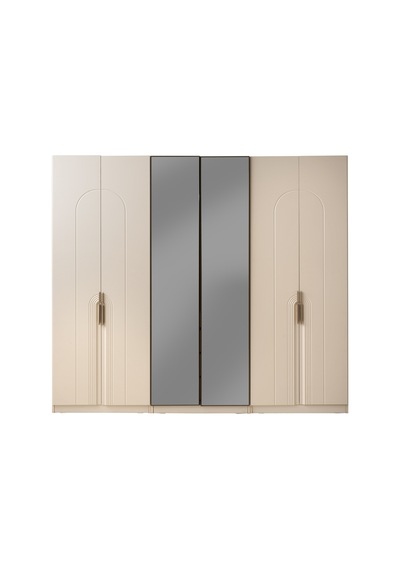 Luzzi Mdf 6 Kapaklı Elbise Dolabı Gardrop 246x58x215cm Ekru