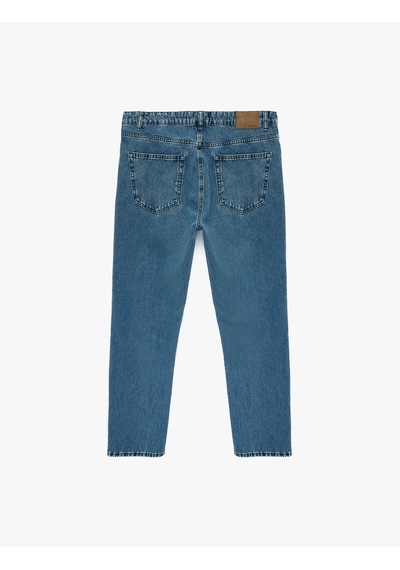 Koton Pamuklu Normal Bel Vintage Straight Fit Jean Pantolon Orta İndigo 6sam40378nd