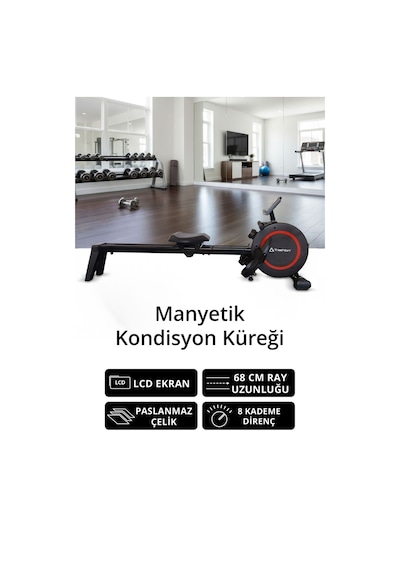 T-231 Manyetik Kondisyon Küreği / Paslanmaz Çelik / 8 Kademeli Direnç Ayarı / 68 Cm Ray Uzunluğu