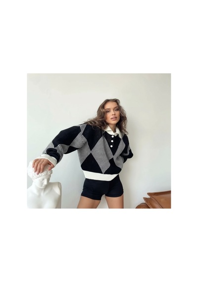 Flex Fashıon Kadın Polo Yaka Trend Oversize Popüler Triko Kazak Siyah Siyah - 744392241 Siyah - 744392241 Siyah Flex Fashıon Kadın Polo Yaka Trend Oversize Popüler Triko Kazak Siyah Siyah - 744392241 Siyah - 744392241 Siyah