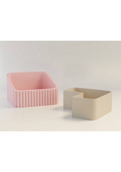 3d Baskı Fıstık Kasesi - Çift Hazneli Kabuk Ayırıcı Sunum Kasesi - Pembe Bej Diğer