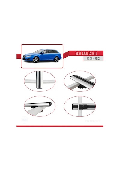 Seat Exeo 3r9 2009-2013 Arası İle Uyumlu Basic Model Ara Atkı Tavan Barı Gri 3 Adet