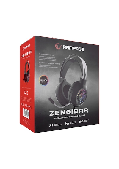 Rampage RM-K44 Zengibar 7.1 Surround Mikrofonlu RGB Kulak Üstü Oyuncu Kulaklığı