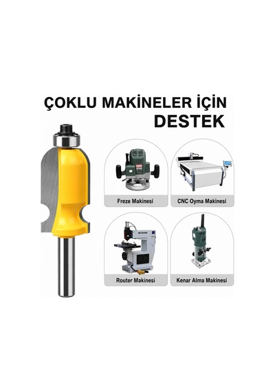 5 Parça Rulmanlı Ahşap Profil Freze Ucu Seti 8 Mm Sap