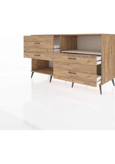 Kronos Konsol Tek Raflı 4 Çekmeceli 176x59x99 Çam-aytaşı/çam Çam-aytaşı/çam