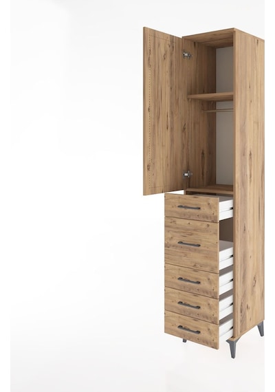 Hyperion Dolap 2 Raflı 5 Çekmeceli Tek Askılı 44x44x221 Çam-çam Atlas Çam