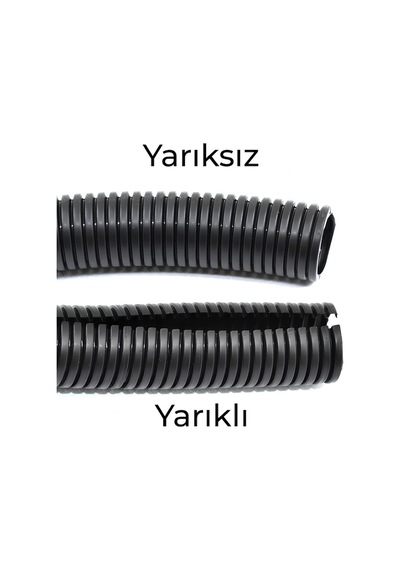 17mm Yarıklı Spiral Hortum Kablo Gizleme İzolasyon Borusu Esnek Siyah