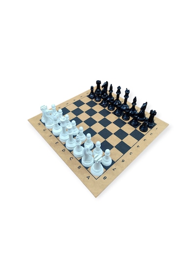 Ahşap Satranç - 29x29x3cm - Taşlar Plastik Büyük Boydur - Zemin Doğal Ahşaptır.