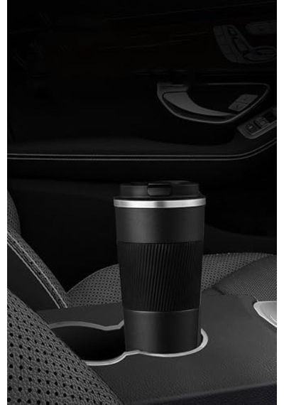 304 L Kilitli Çelik Mat Siyah 510 Ml Kahve Termos Mug Cin405sy Açık Beyaz