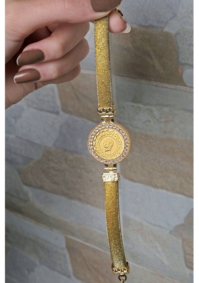 Ena Kauçuklu Gold Simli Çeyrekli Bileklik