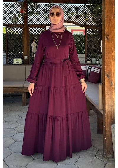 Rabia Şamlı Asil Elbise Vişne Normal