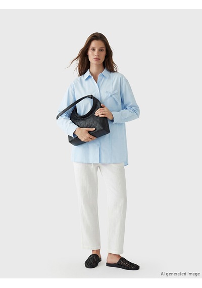 Lcw Modest Mavi Poplin Kadın Gömlek Tunik