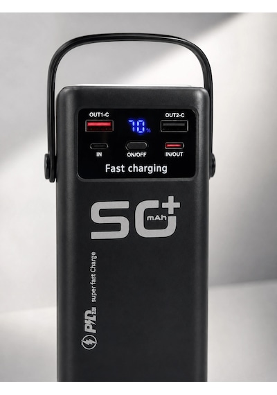 50.000 Mah Taşınabilir Powerbank 22,5 W Hızlı Şarj 4 Dahili Şarj Kablosu Dijital Ekran Led Aydınlatm