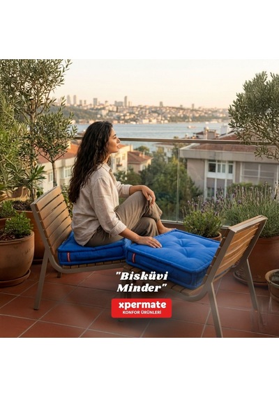 Xpermate Bisküvi Minder Petek Önü Fransız 55x55x14 Mavi