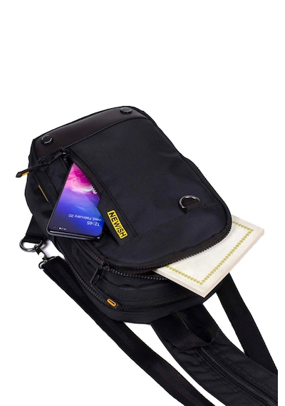 Newish Polo Tek Kol Çapraz Göğüs Omuz Sırt Çanta-body Bag Siyh Sr Siyah - Sarı
