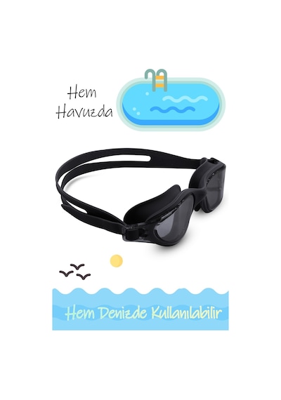 Swimmer Buğu Yapmaz Uv Korumalı Yüzücü Gözlüğü Siyah