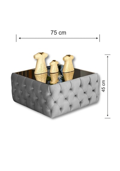 Most Hallow Cam Orta Sehpa 23 Antrasit Kadife Kumaş %100 Mdf Evi