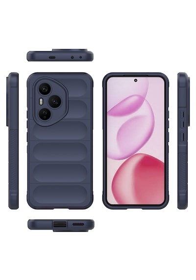 Honor 400 Pro Kılıf Kamera Korumalı Esnek Tpu Oyuklu Arka Yüzey Tasarımlı Pürüzsüz Silikon Kapak Lacivert
