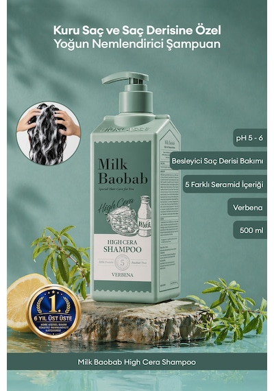Kuru Saçlara Özel Yoğun Nemlendirici Şampuan Mılk Baobab High Cera Shampoo Verbena