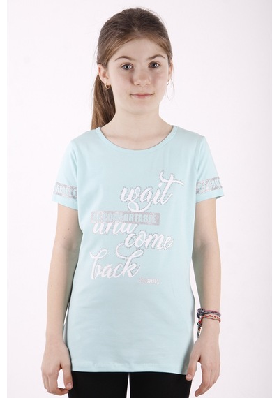 Toontoy Kids Toontoy Kız Çocuk Slogan Baskılı Tişört Mint Yeşili