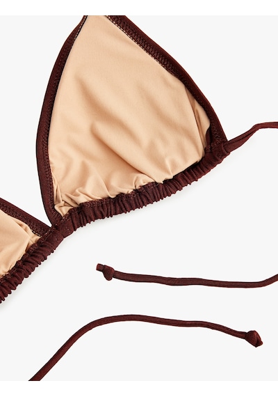 Koton İpli Üçgen Bikini Üstü Kahverengi 6sak10013mm