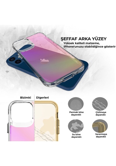 Bix iPhone Uyumlu 12 Pure Rainbow Renk Geçişli Şeffaf Kılıf Çizilmeye Dayanıklı Darbe Emici Parmak İzi Önleyici Pembe Bix iPhone Uyumlu 12 Pure Rainbow Renk Geçişli Şeffaf Kılıf Çizilmeye Dayanıklı Darbe Emici Parmak İzi Önleyici Pembe
