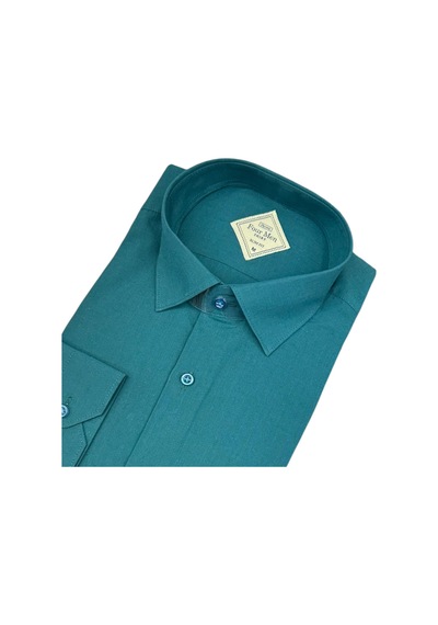 Linen Keten Slim Fit 4 Mevsim Giyilebilen Pamuklu Gömlek Petrol Mavi