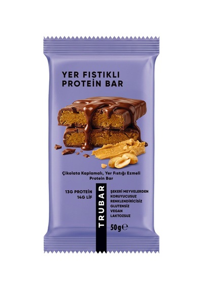 4 Adet Trubar Çikolata Kaplamalı Yer Fıstığı Ezmesi Protein Bar 50 G