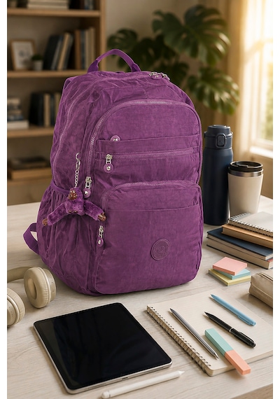 İmaks Büyük Boy 47 Cm Krinkıl Su Geçirmez Hafif Çok Gözlü Spor, Seyahat, Okul, Laptop Sırt Çantası 9-1b Mor