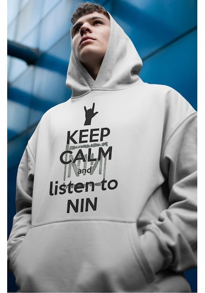 Sevbano Nin Rock Metal Müzik Grubu Ön Baskılı Unisex Oversize Premium Hoo beyaz