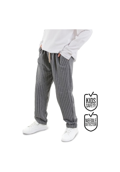Denokids Erkek Çocuk Çizgili Gri Beli Lastikli Pantolon 4-10 Yaş