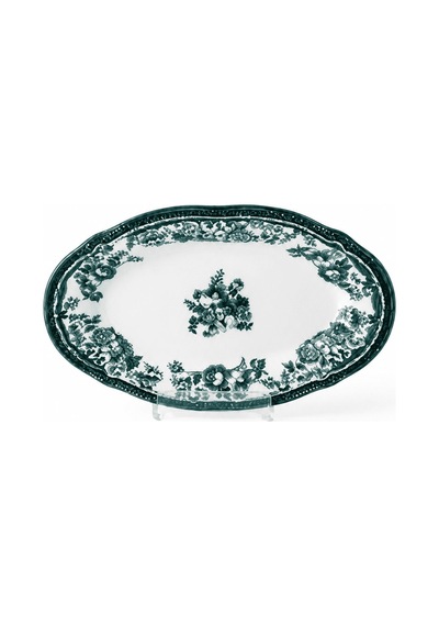 Porser Porselen Velour Green Fulya Kayık Tabak Seti 32cm Tekli Çok Renkli