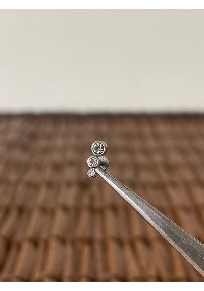 316 L Cerrahi Çelik 3 Taş Dudak Helix Tragus Kıkırdak Piercingi Gümüş