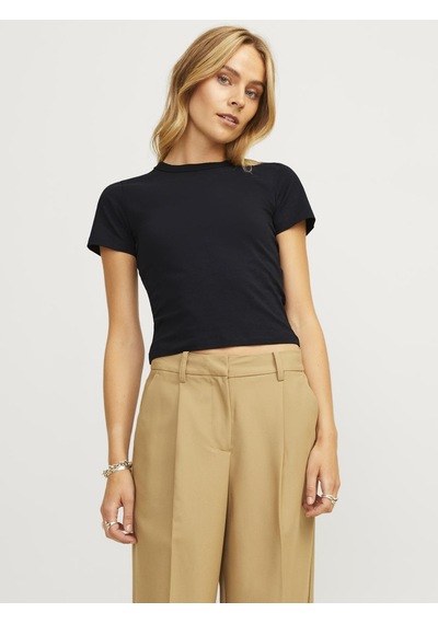 Jack & Jones Kadın Kısa Kol Düz Renk Tişört - Gigi - 12257984 Black