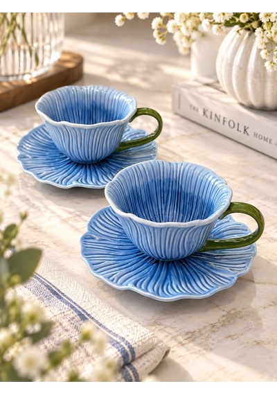 2 Kişilik Petal Kahve Fincanı Seti-7614 Çok Renkli