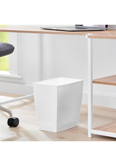 Lexroo White - Mono Wastebasket Trash Can - Rectangular, White Çok Renkli