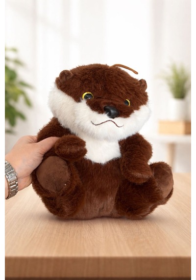 Peluş Oturan Kunduz 30cm Kahverengi