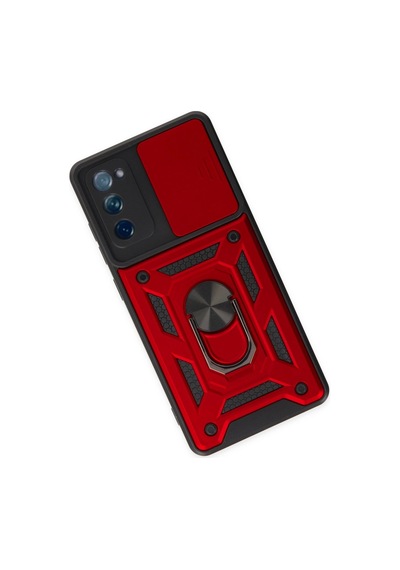 Samsung  Uyumlu  Galaxy S20 Fe Kılıf Pars Lens Yüzüklü Silikon Kırmızı