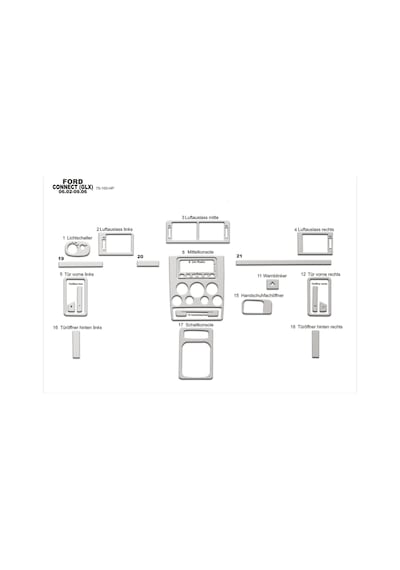 Ford Connect Glx Konsol - Torpido Kaplama 2002-2006 21 Parça Alüminyum