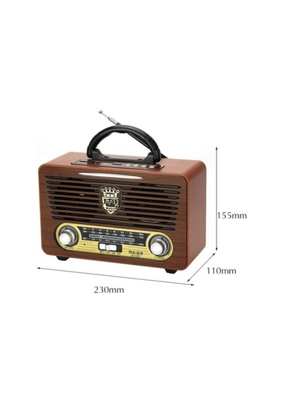 Meier M-115bt Koyu Renk Nostaljik Radyo Ahşap Görünümlü Bluetooth Hoparlör Fm Sd Kart Usb Girişi