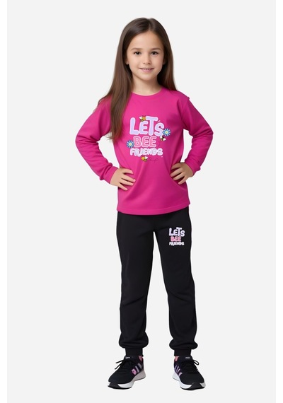 Fyk Kids 3'lü Kız Çocuk Baskılı Bel Detayı Lastikli Alt-üst Pijama Takımı Çok Renkli