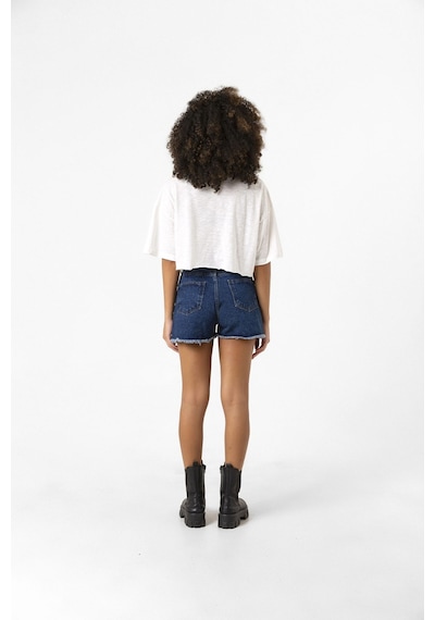 Lightbulb & Brain Beyaz Kırçıllı Kadın Crop Tshirt Beyaz
